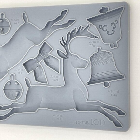 iod iron orchid designs "jingle" silicone mould reindeer jingle bells holidays - Picture 3 of 5